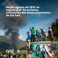 Desde agosto de 2015 se registraron 10 acciones violatorias del desescalamiento de las Farc