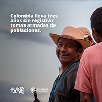 Colombia lleva tres años sin registrar tomas armadas de poblaciones