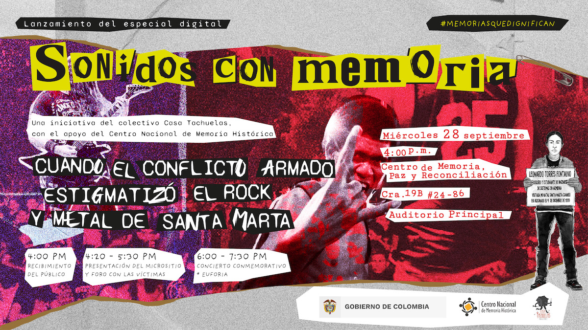 Lanzamiento Sonidos con memoria «Sonidos con memoria»: cuando el conflicto armado estigmatizó el rock y metal de Santa Marta